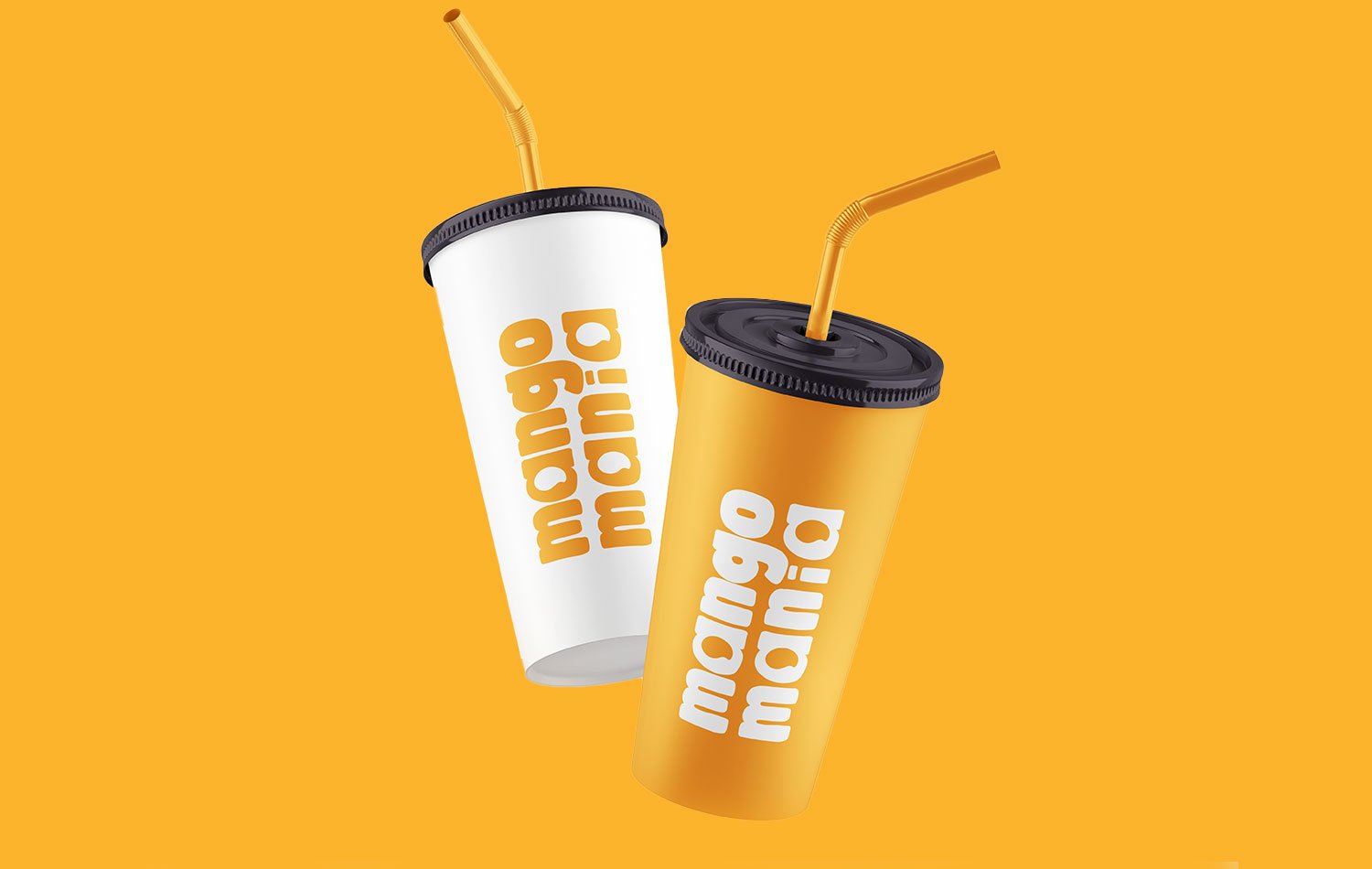 Mango Mania logo design with mango-shaped negative spaces