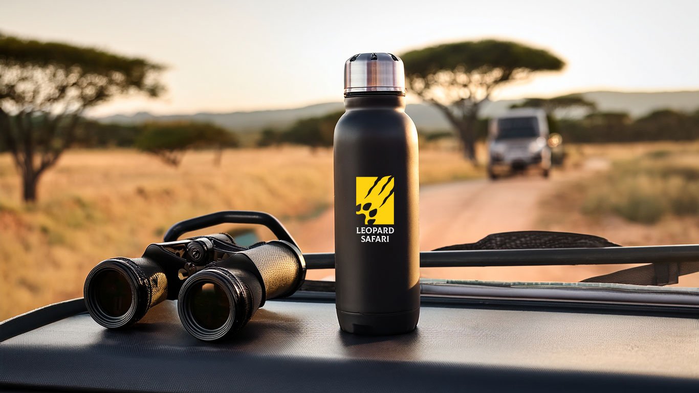 Leopard Safari Displayed on Water Bottle