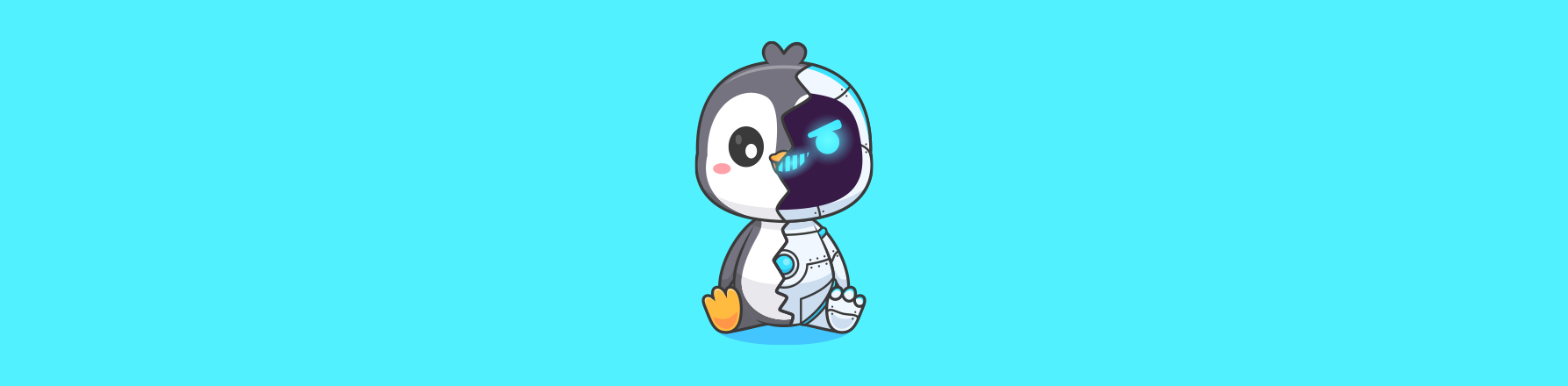 half penguin half robot illustration representing AI and graphic design in 2026