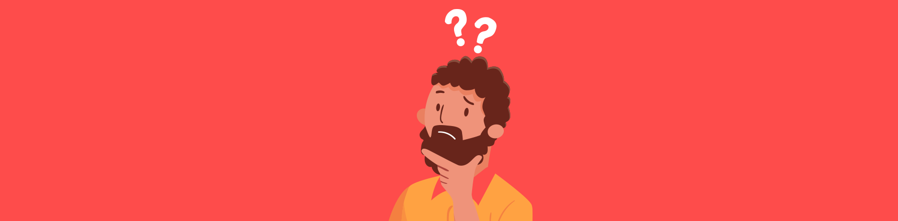 confused man with question marks illustrating uncertainty about the future of graphic design